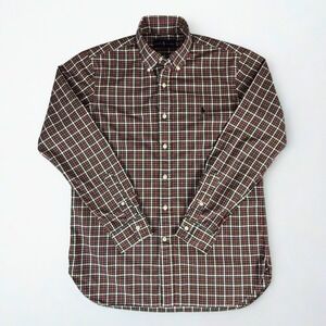 Ralph Lauren Dress Shirt Mens 15.5‎ 39 Red Plaid Long Sleeve Navy Blue Pony